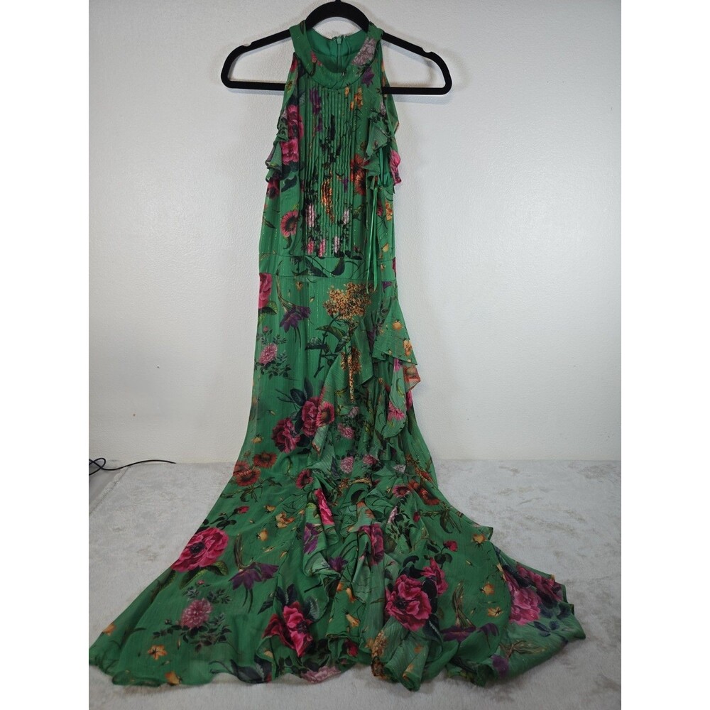 Betsy & adam green ruffle floral maxi dress size 6